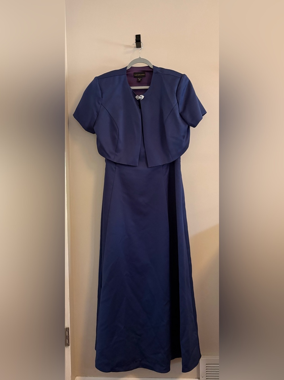Vintage (c.2000) Scott McClintock Navy Blue Long Dress and Matching Short Jacket